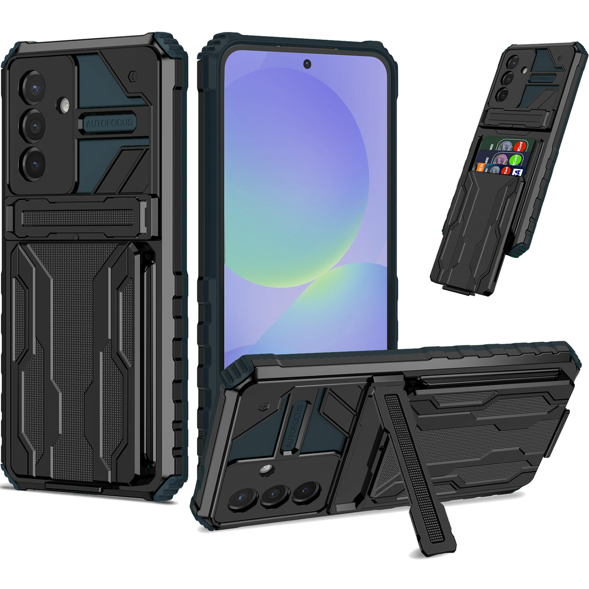 Samsung A57 Heavy Duty Kickstand Case Shockproof Card Holder GREEN