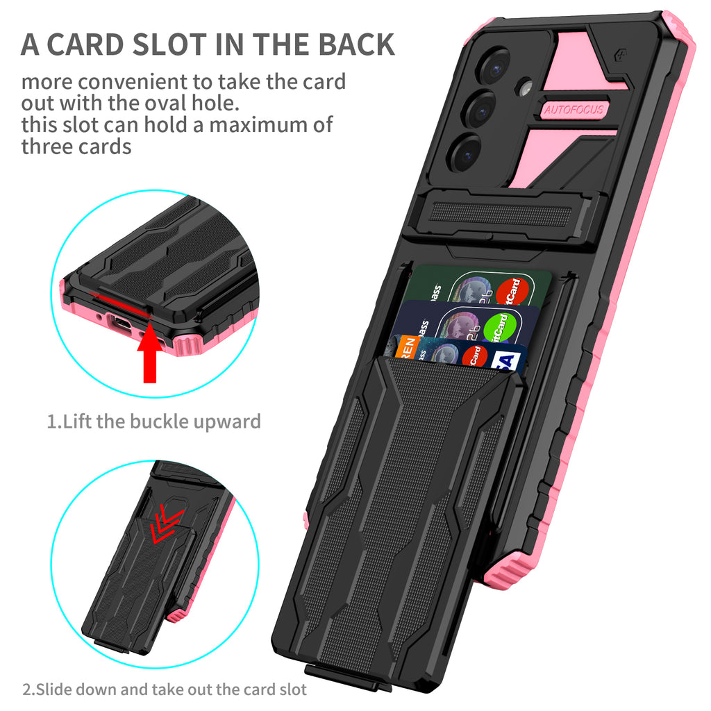 Samsung A36 Heavy Duty Kickstand Case Shockproof Card Holder PINK