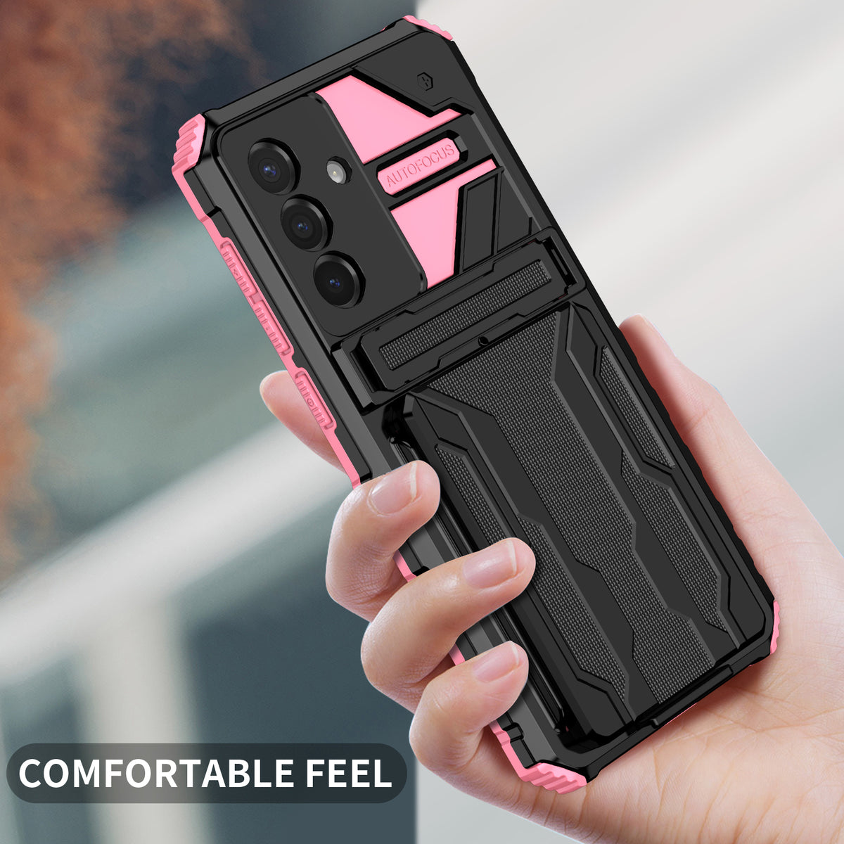 Samsung A36 Heavy Duty Kickstand Case Shockproof Card Holder PINK