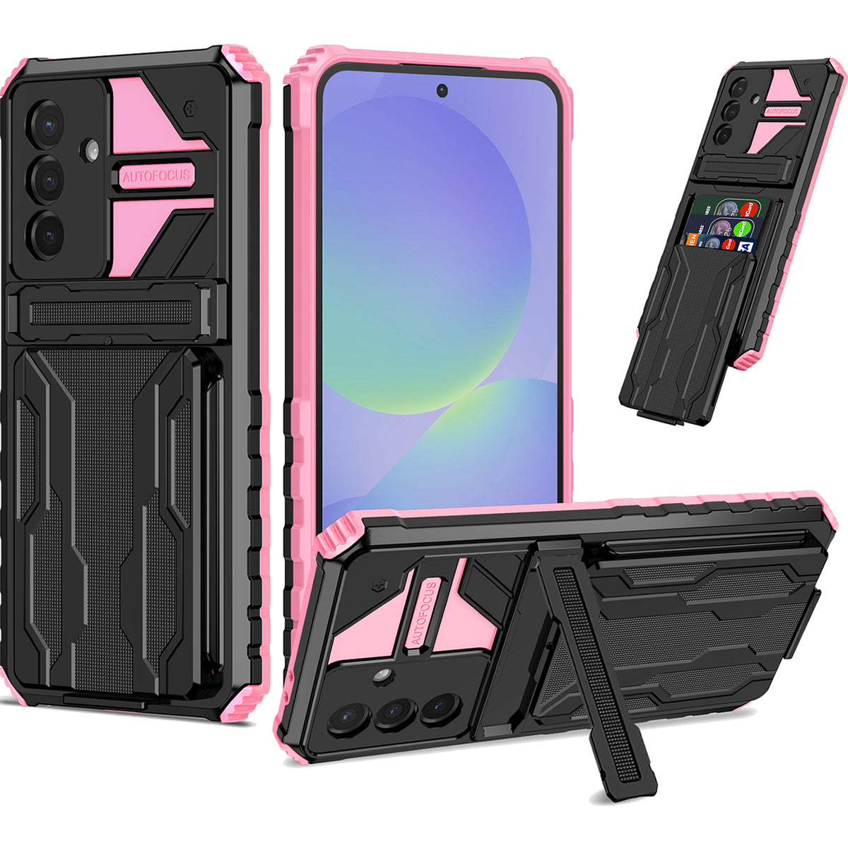 Samsung A36 Heavy Duty Kickstand Case Shockproof Card Holder PINK