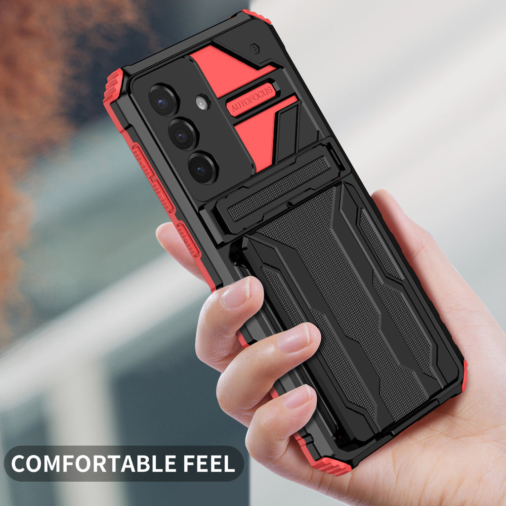 Samsung A57 Heavy Duty Kickstand Case Shockproof Card Holder RED