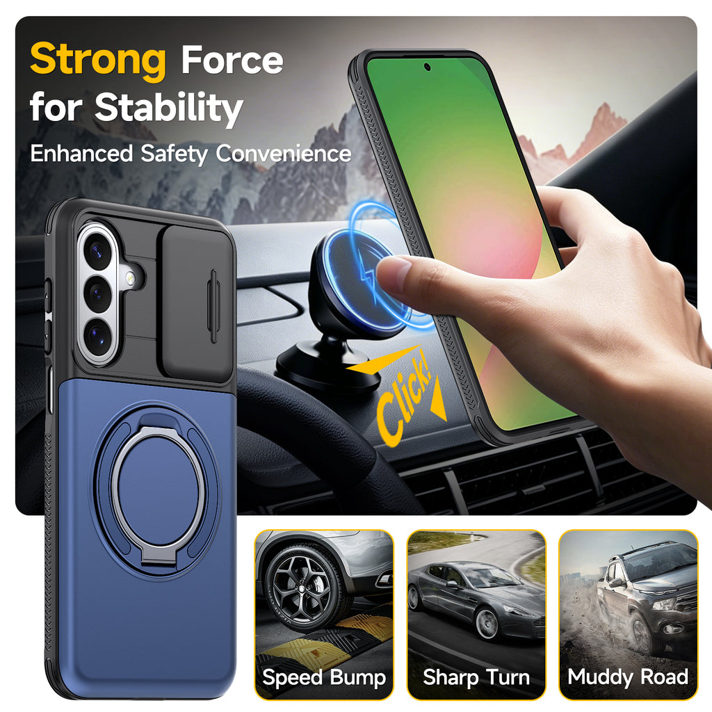 Samsung Galaxy A16 Rugged Shockproof Case Kickstand Card Cover BLUE