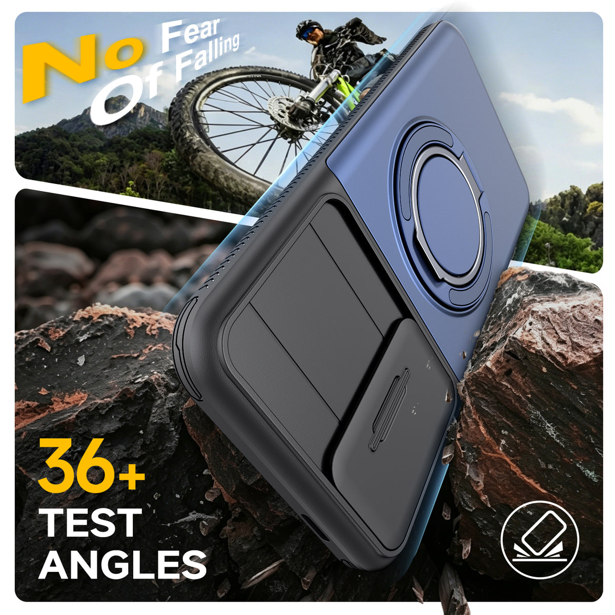 Samsung Galaxy A16 Rugged Shockproof Case Kickstand Card Cover BLUE