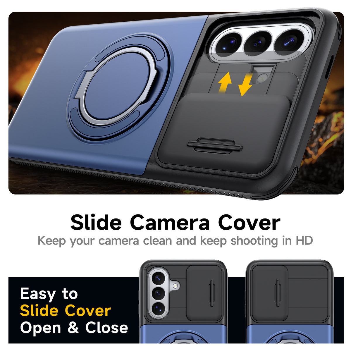 Samsung Galaxy A16 Rugged Shockproof Case Kickstand Card Cover BLUE