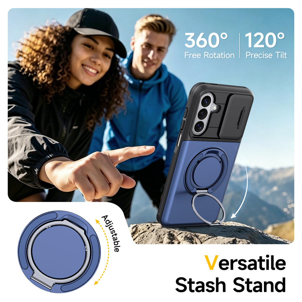 Samsung Galaxy A16 Rugged Shockproof Case Kickstand Card Cover BLUE