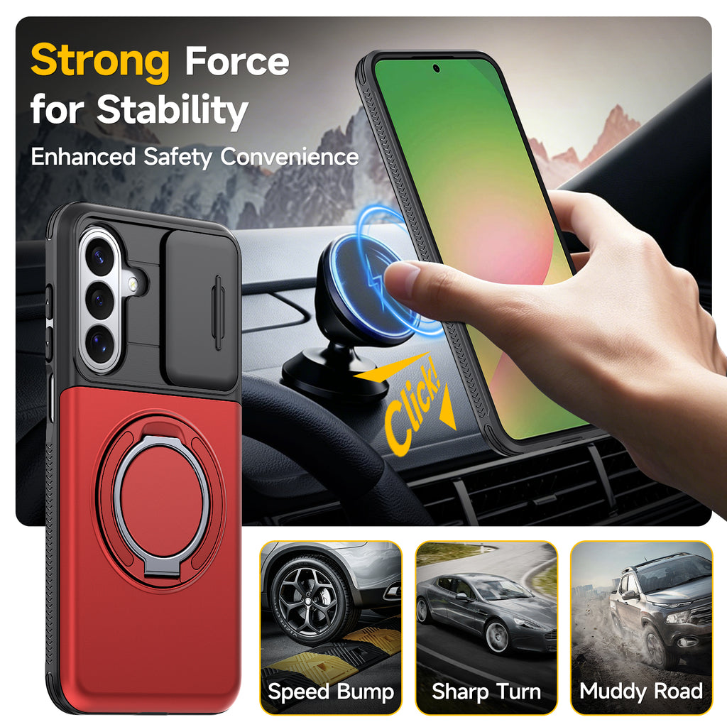Samsung Galaxy A16 Rugged Shockproof Case Kickstand Card Cover RED