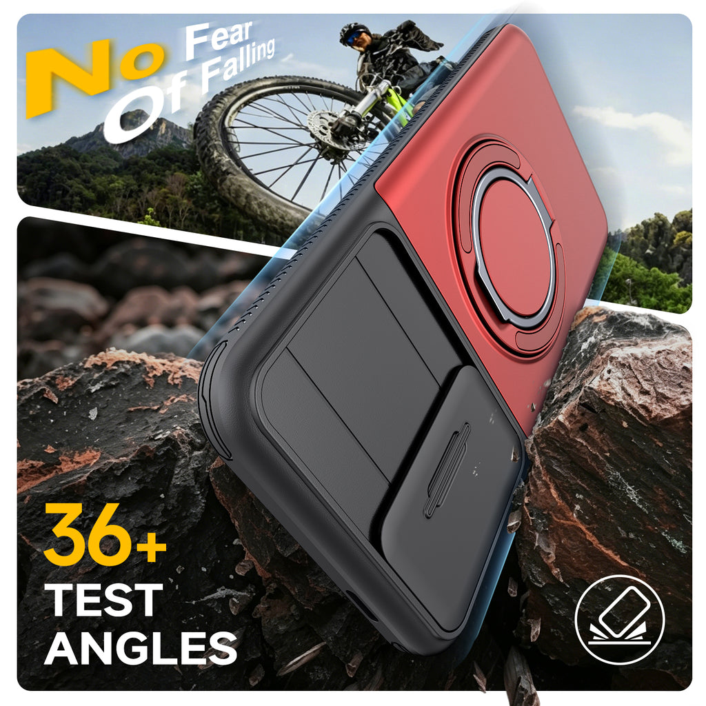 Samsung Galaxy A16 Rugged Shockproof Case Kickstand Card Cover RED