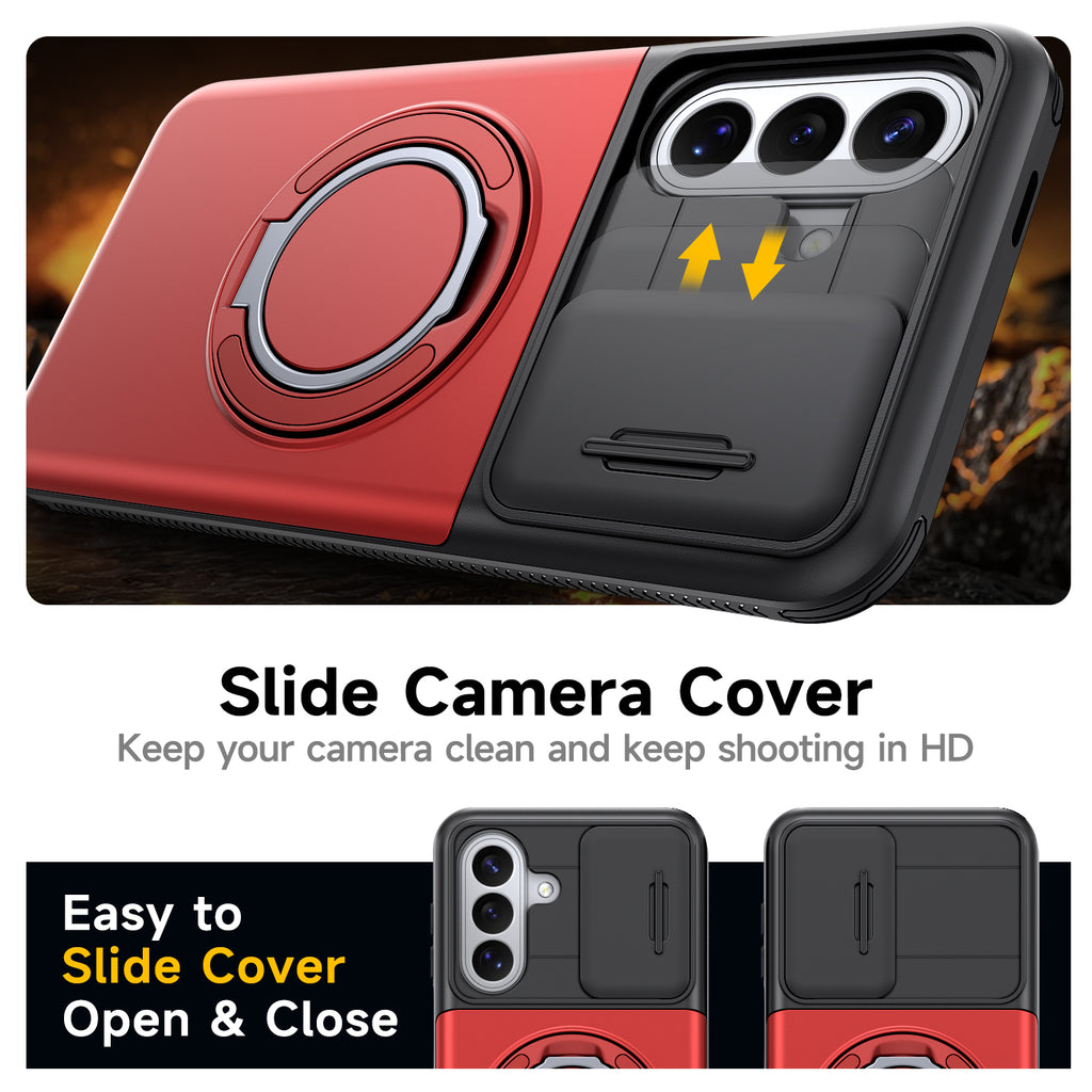 Samsung Galaxy A16 Rugged Shockproof Case Kickstand Card Cover RED