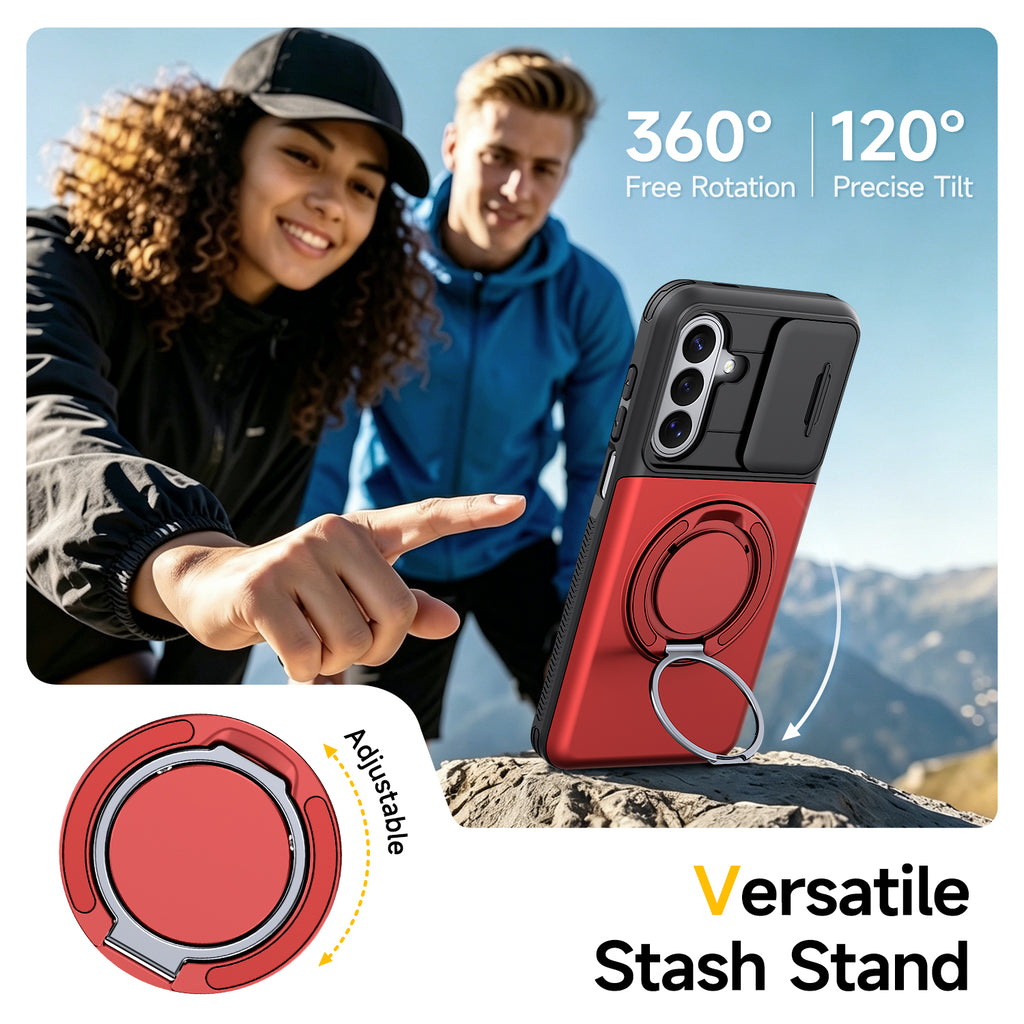 Samsung Galaxy A16 Rugged Shockproof Case Kickstand Card Cover RED