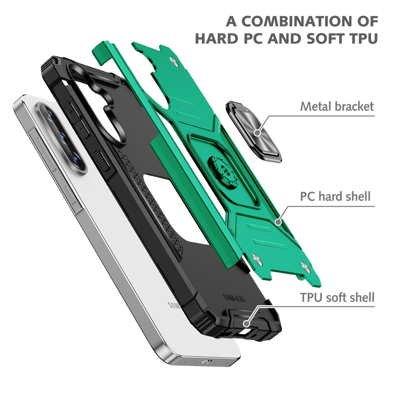 Samsung Galaxy A37 Rugged Tough Case Shockproof Hybrid Cover DARK GREEN