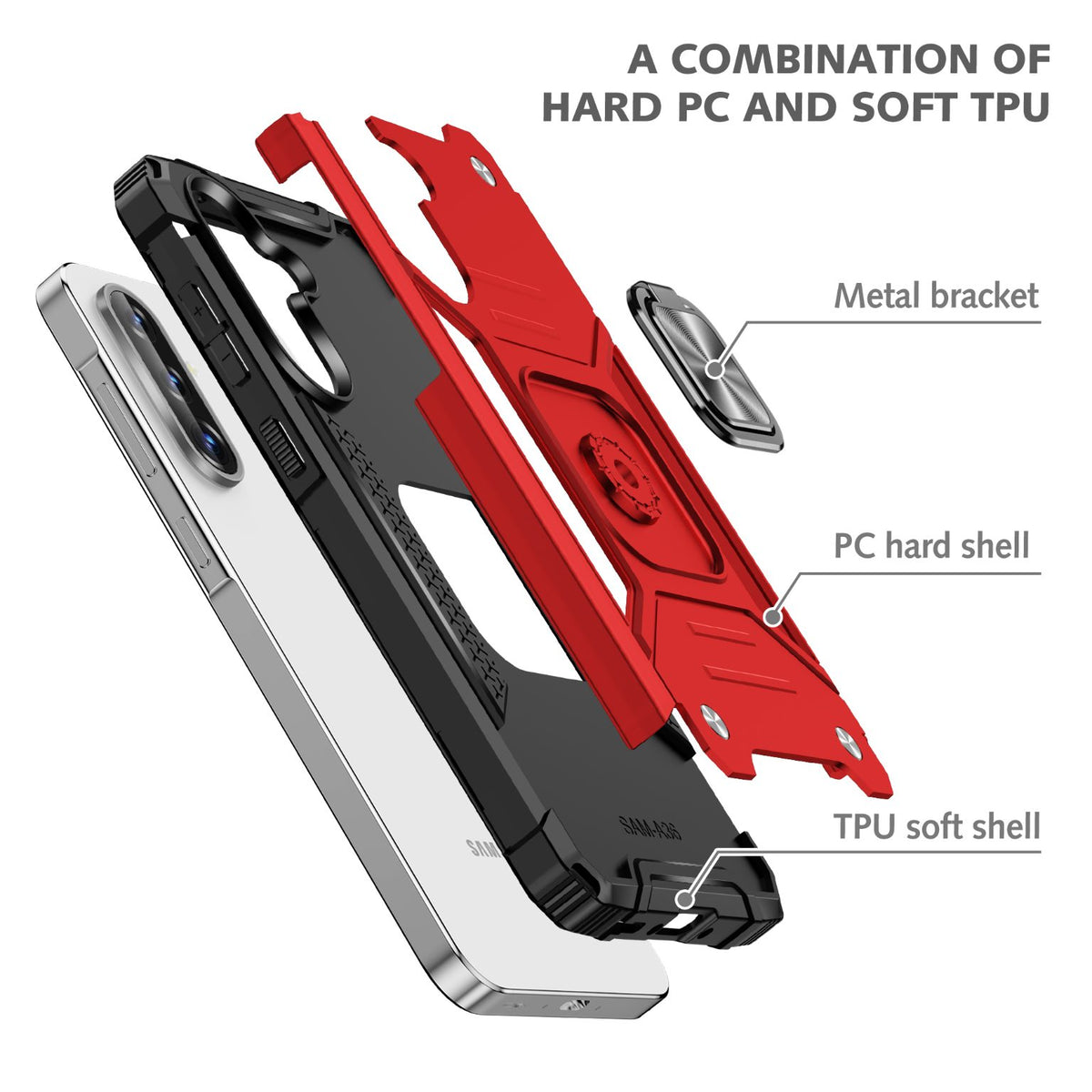 Samsung Galaxy A37 Rugged Tough Case Shockproof Hybrid Cover RED