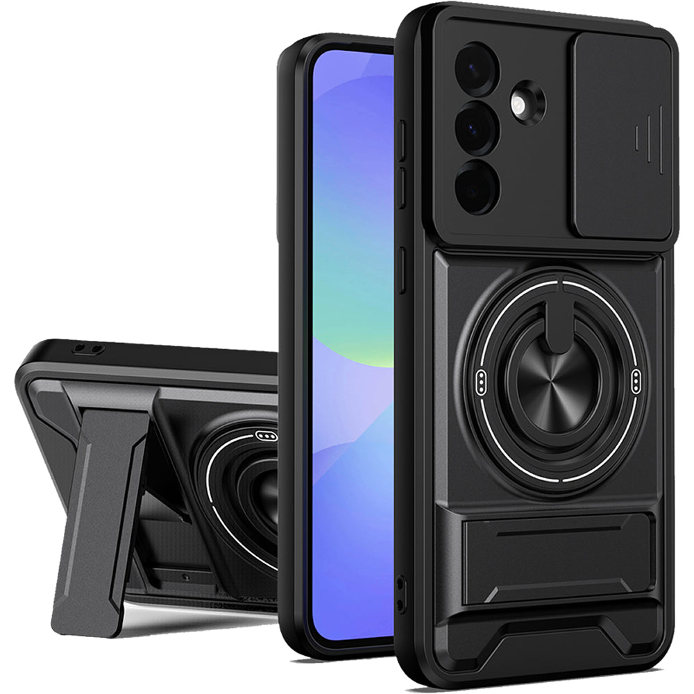 Samsung A36 Magnetic Kickstand Case with Camera Slide Cover BLACK