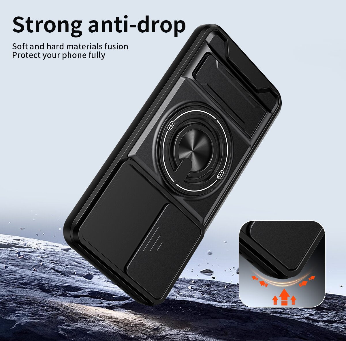 Samsung A56 Magnetic Kickstand Case with Camera Slide Cover BLACK