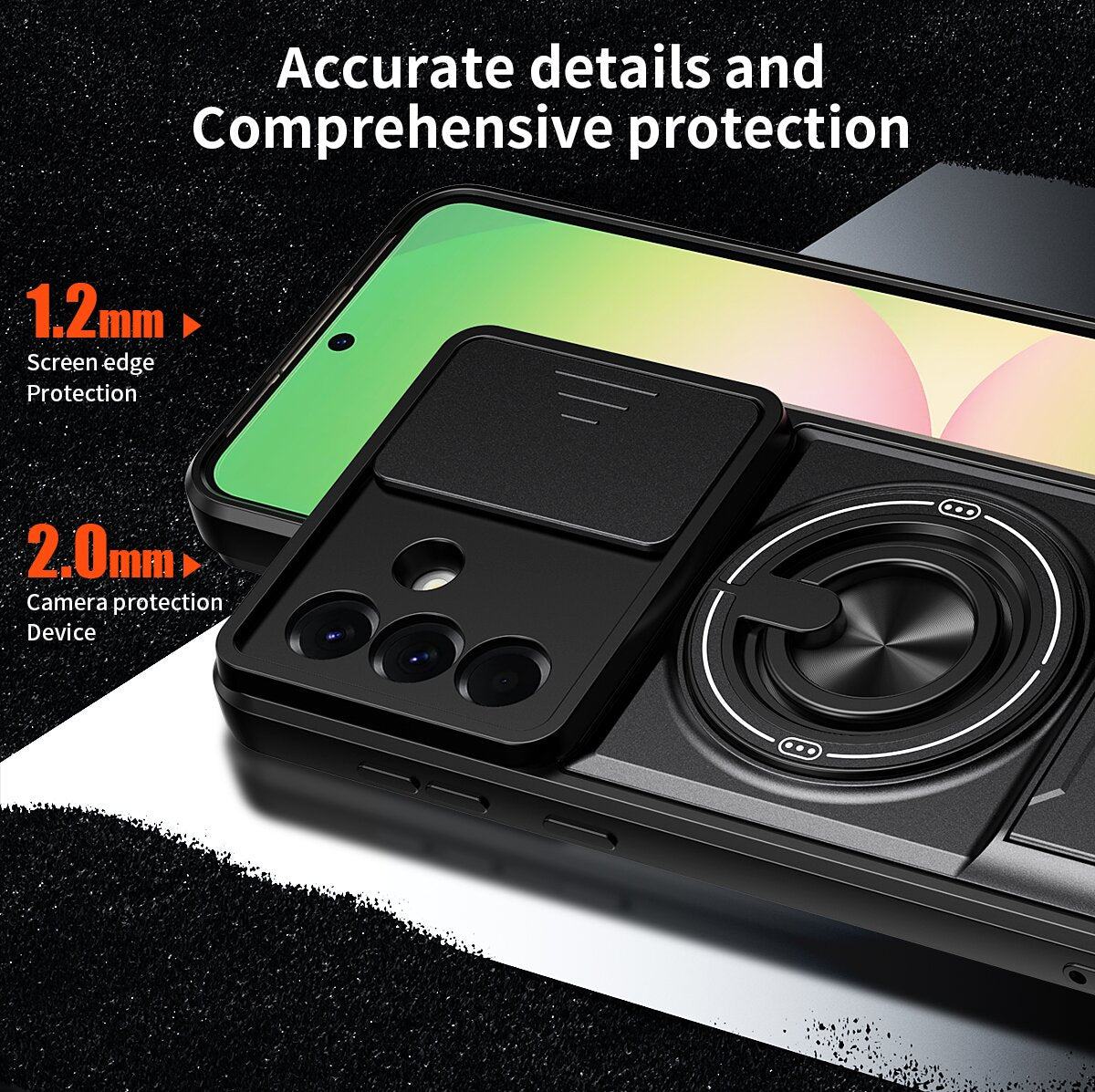 Samsung A56 Magnetic Kickstand Case with Camera Slide Cover BLACK