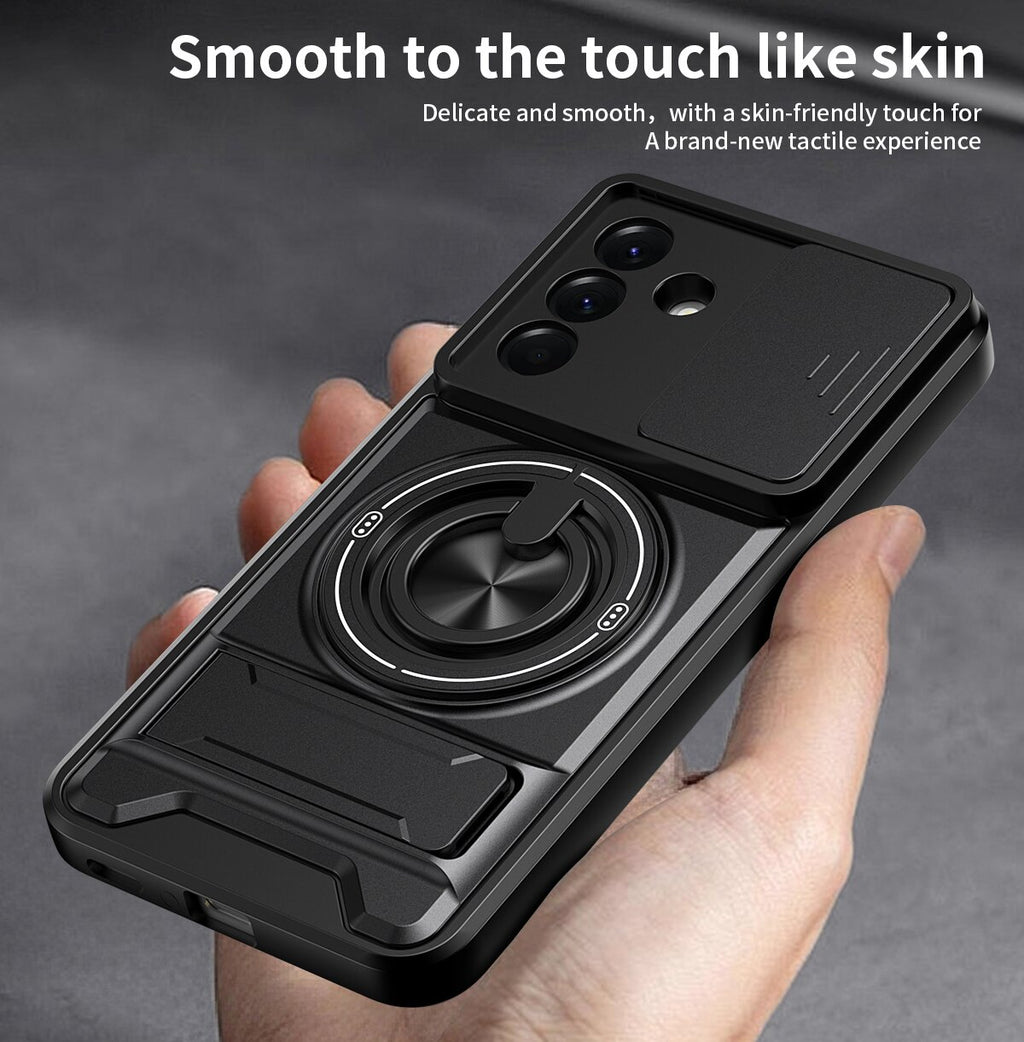 Samsung A56 Magnetic Kickstand Case with Camera Slide Cover BLACK