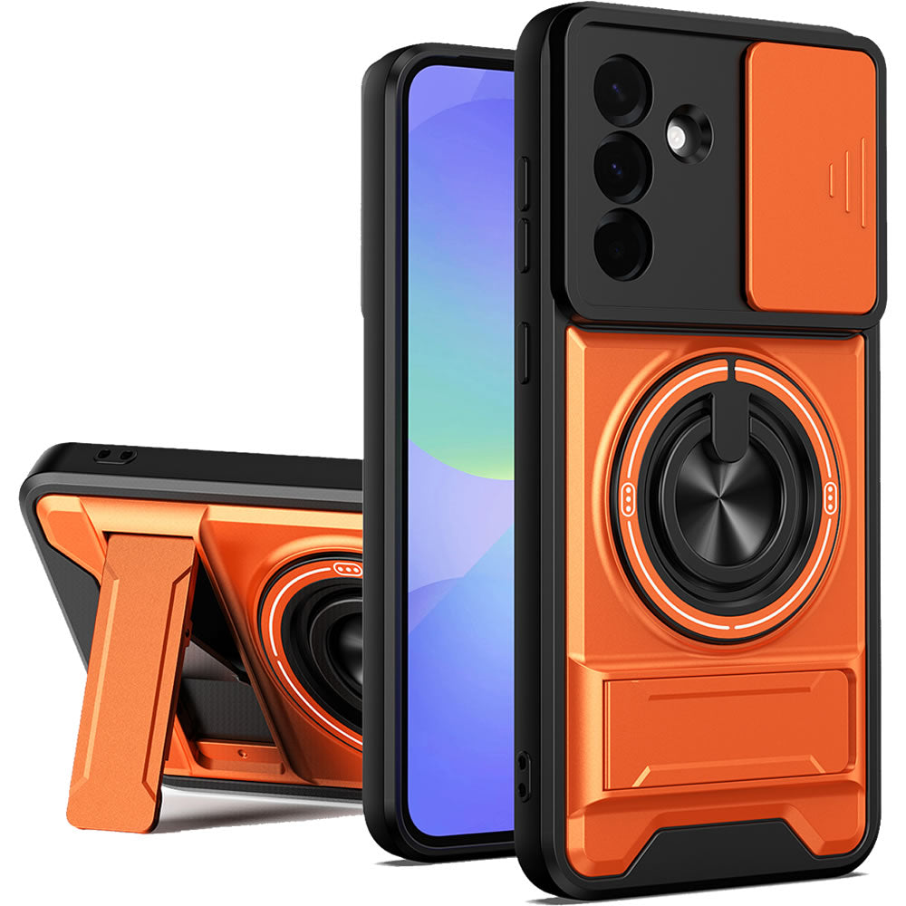 Samsung A36 Magnetic Kickstand Case with Camera Slide Cover ORANGE