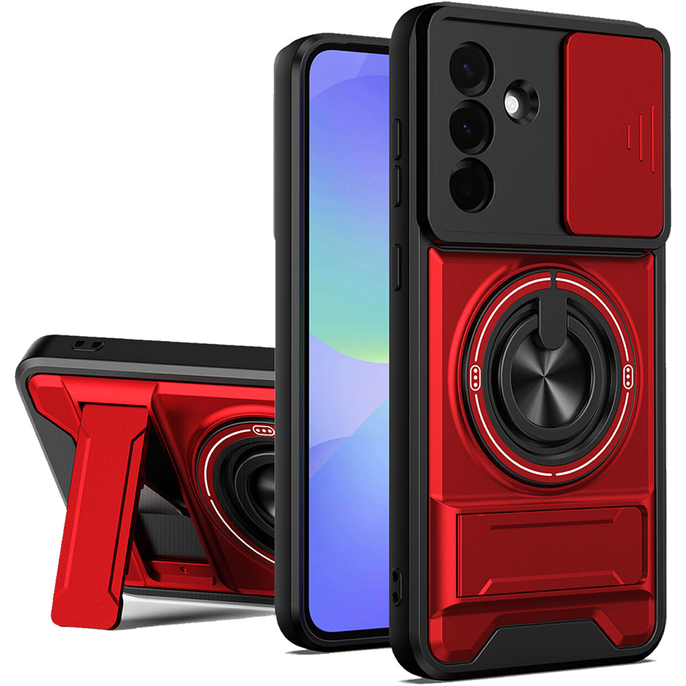 Samsung A36 Magnetic Kickstand Case with Camera Slide Cover RED