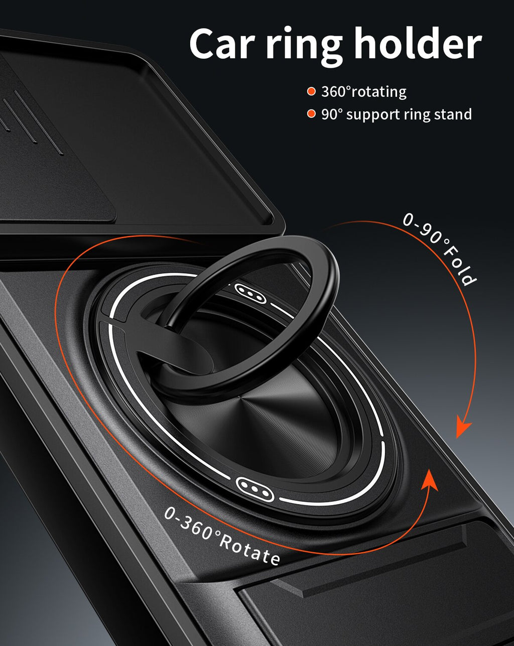 Samsung A57 Magnetic Kickstand Case with Camera Slide Cover BLACK