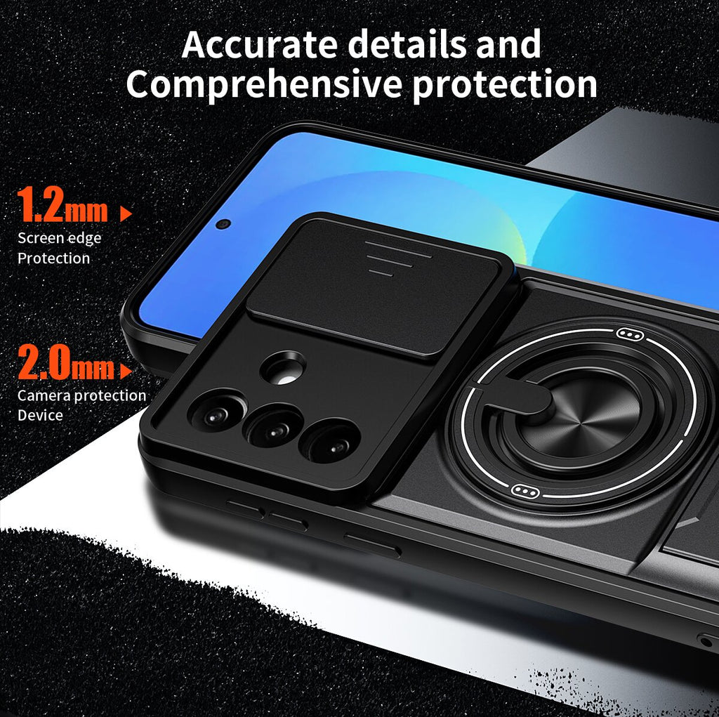 Samsung A57 Magnetic Kickstand Case with Camera Slide Cover BLACK