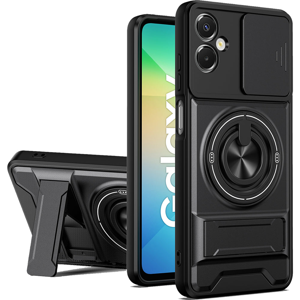 Samsung A06 5G Magnetic Kickstand Case with Camera Slide Cover BLACK