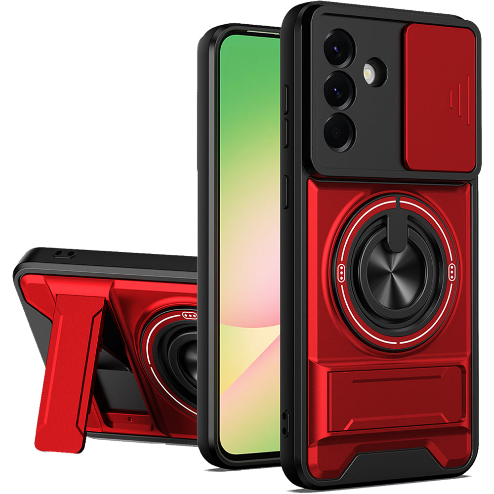 Samsung A56 Magnetic Kickstand Case with Camera Slide Cover RED