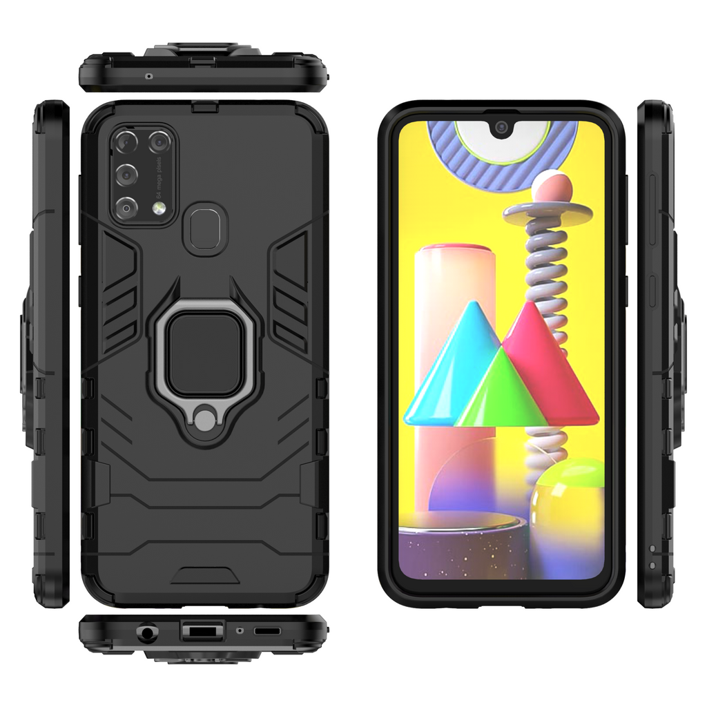 Samsung Galaxy M31 Rugged Tough Case Shockproof Hybrid Cover BLACK