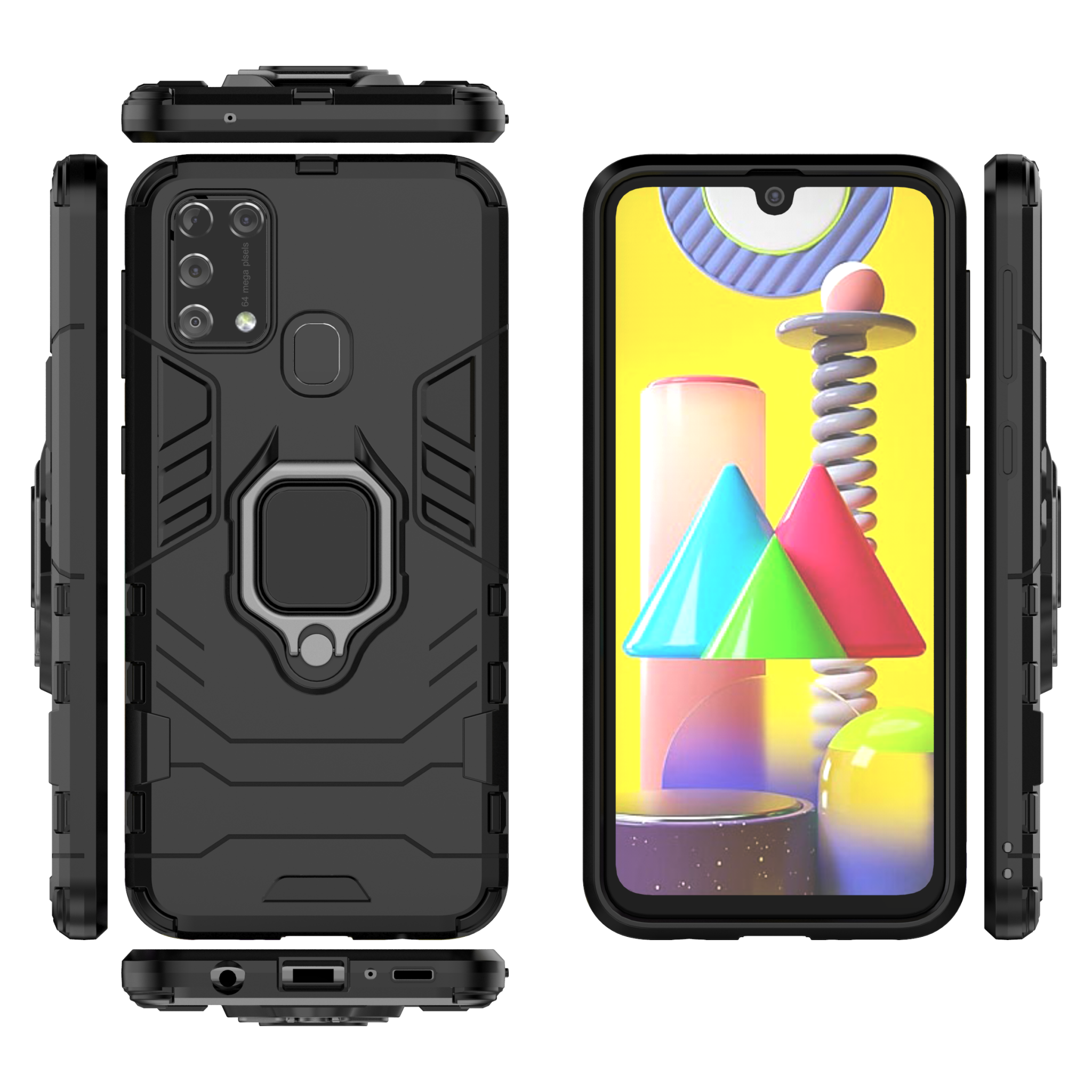 Samsung Galaxy M31 Rugged Tough Case Shockproof Hybrid Cover BLACK