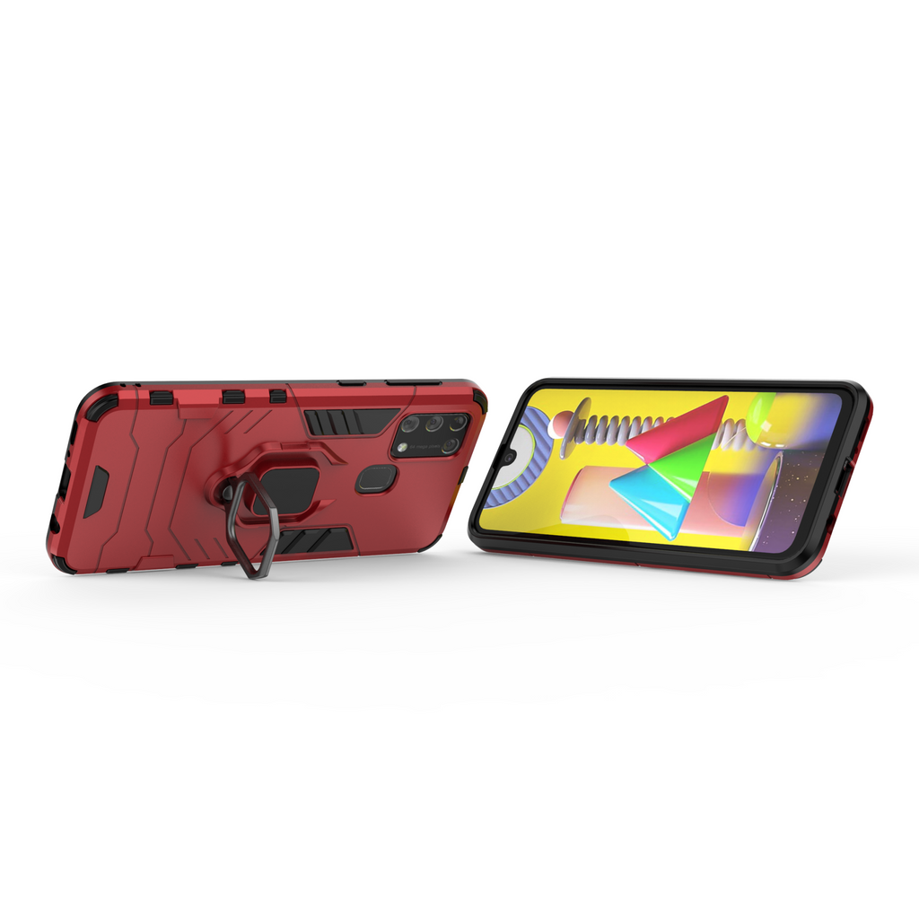 Samsung Galaxy M31 Rugged Tough Case Shockproof Hybrid Cover RED