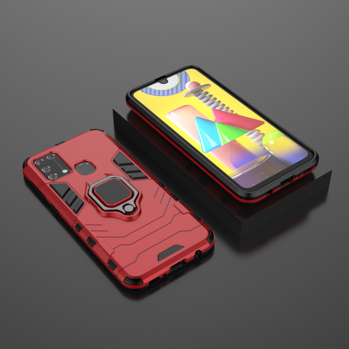 Samsung Galaxy M31 Rugged Tough Case Shockproof Hybrid Cover RED
