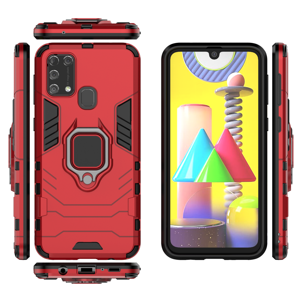 Samsung Galaxy M31 Rugged Tough Case Shockproof Hybrid Cover RED