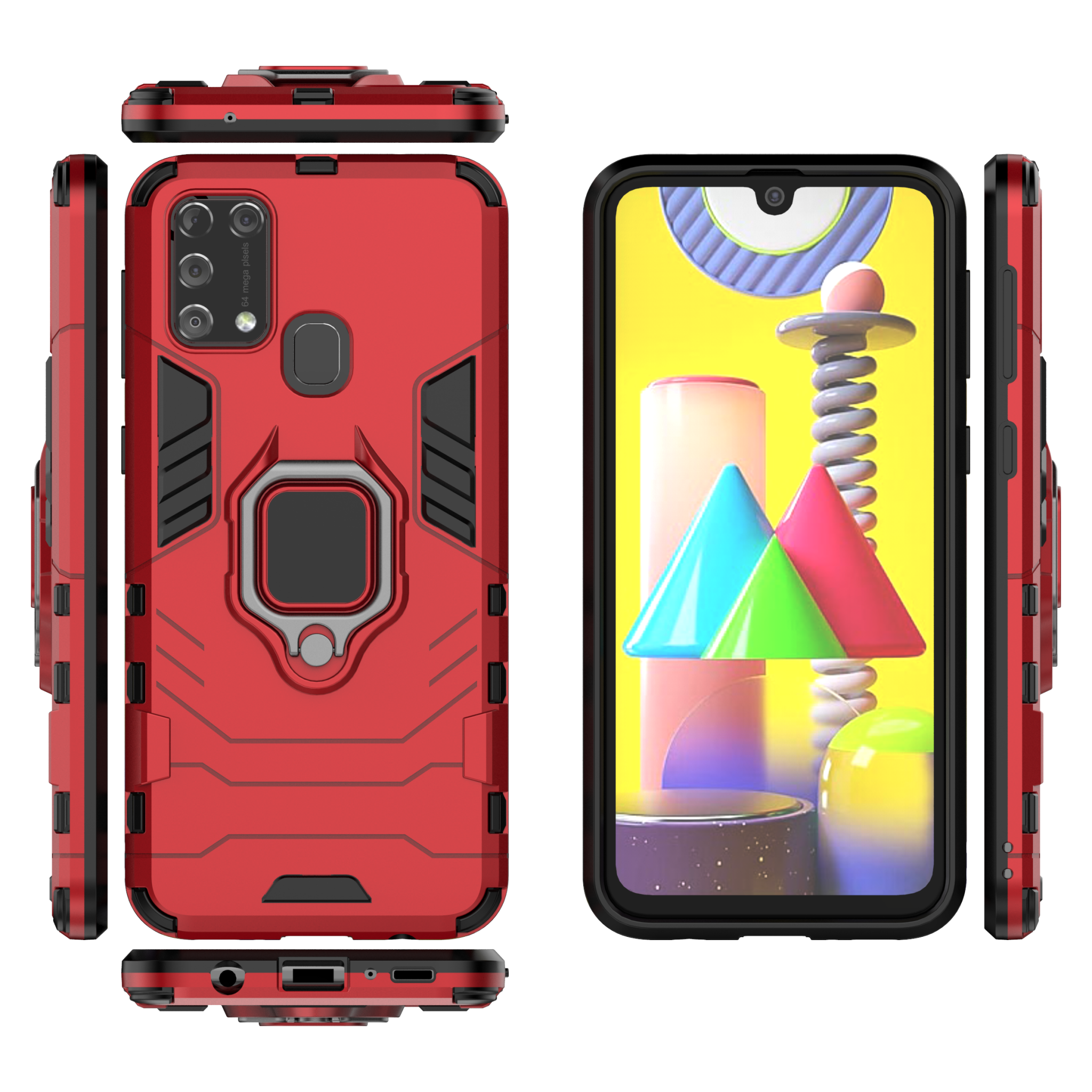 Samsung Galaxy M31 Rugged Tough Case Shockproof Hybrid Cover RED