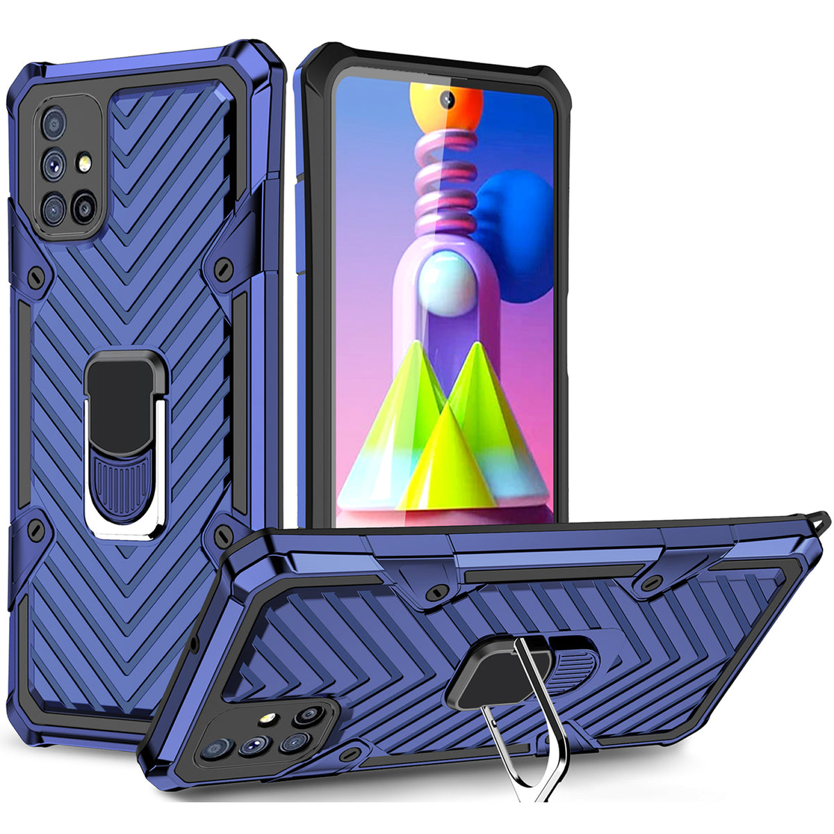 Samsung Galaxy M51 Rugged Tough Case Shockproof Hybrid Cover BLUE