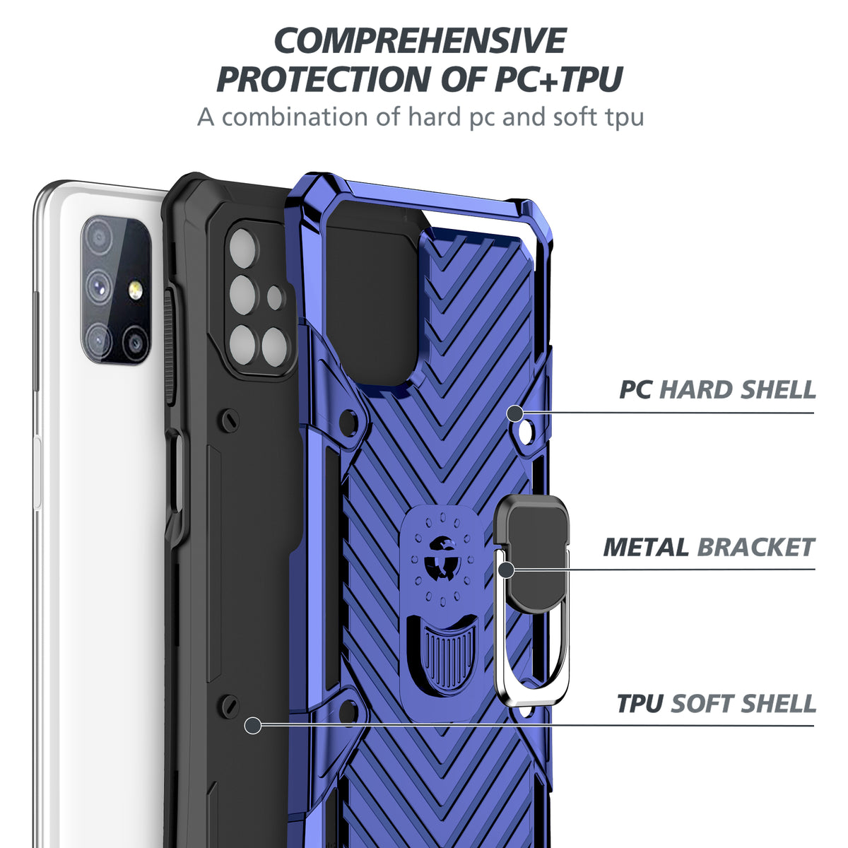 Samsung Galaxy M51 Rugged Tough Case Shockproof Hybrid Cover BLUE