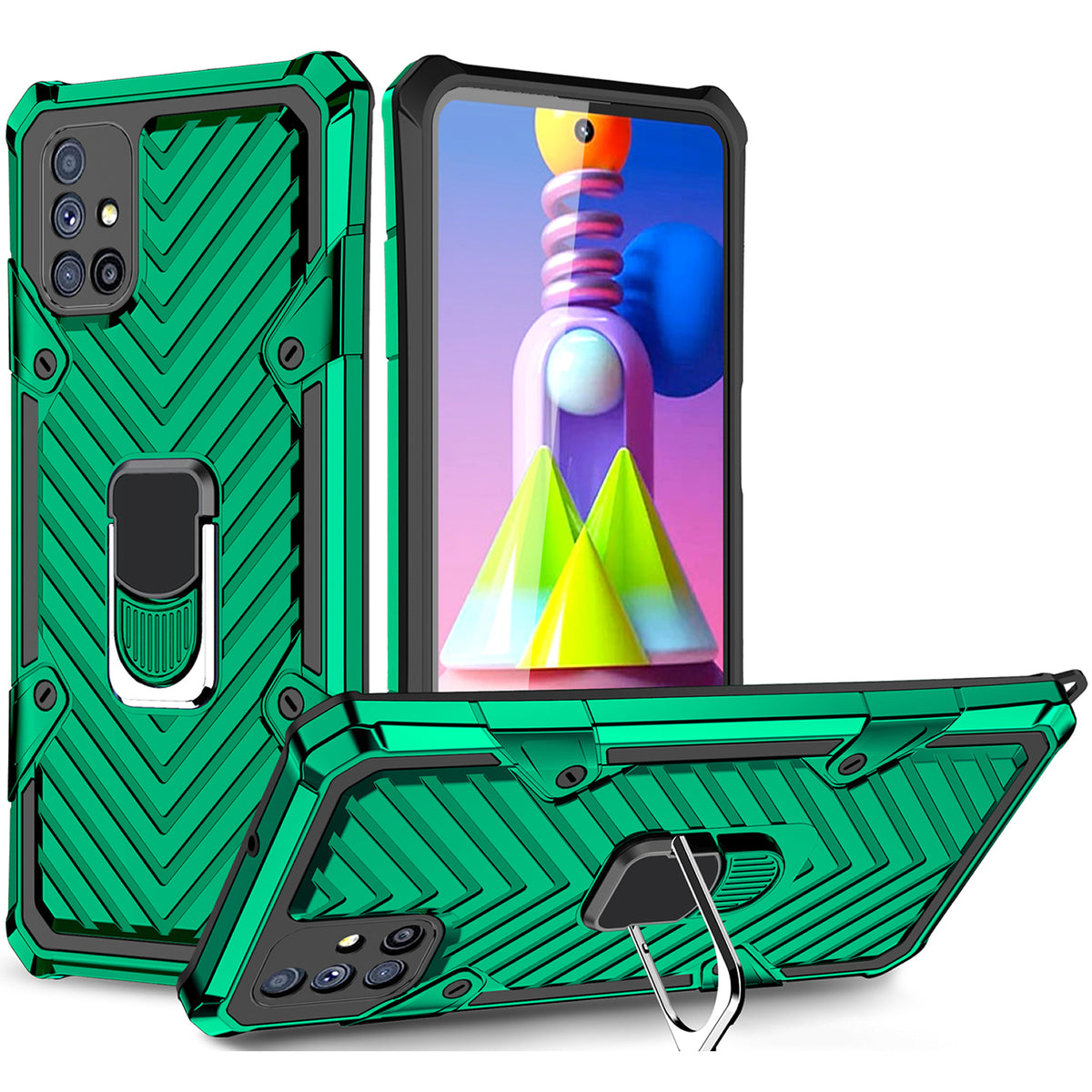 Samsung Galaxy M51 Rugged Tough Case Shockproof Hybrid Cover DARK GREEN