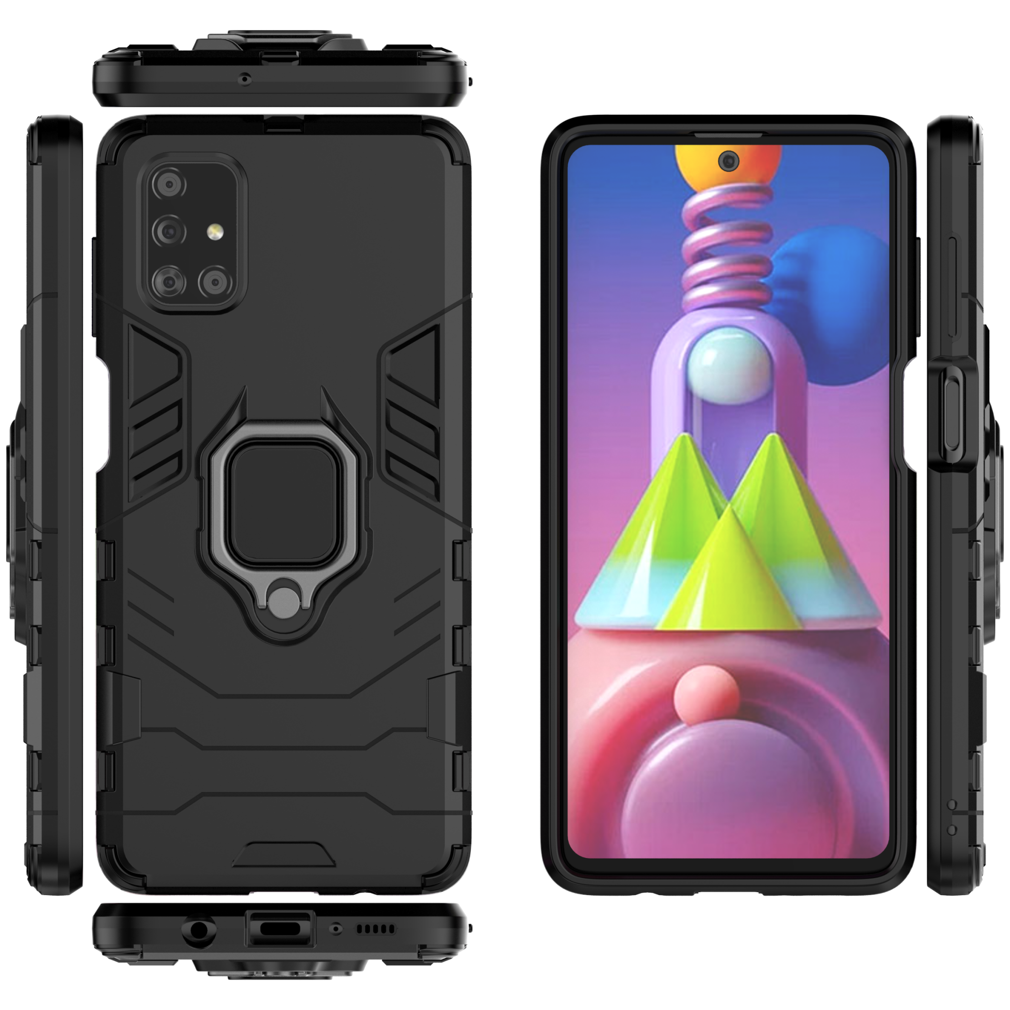 Samsung Galaxy M51 Rugged Tough Case Shockproof Hybrid Cover BLACK