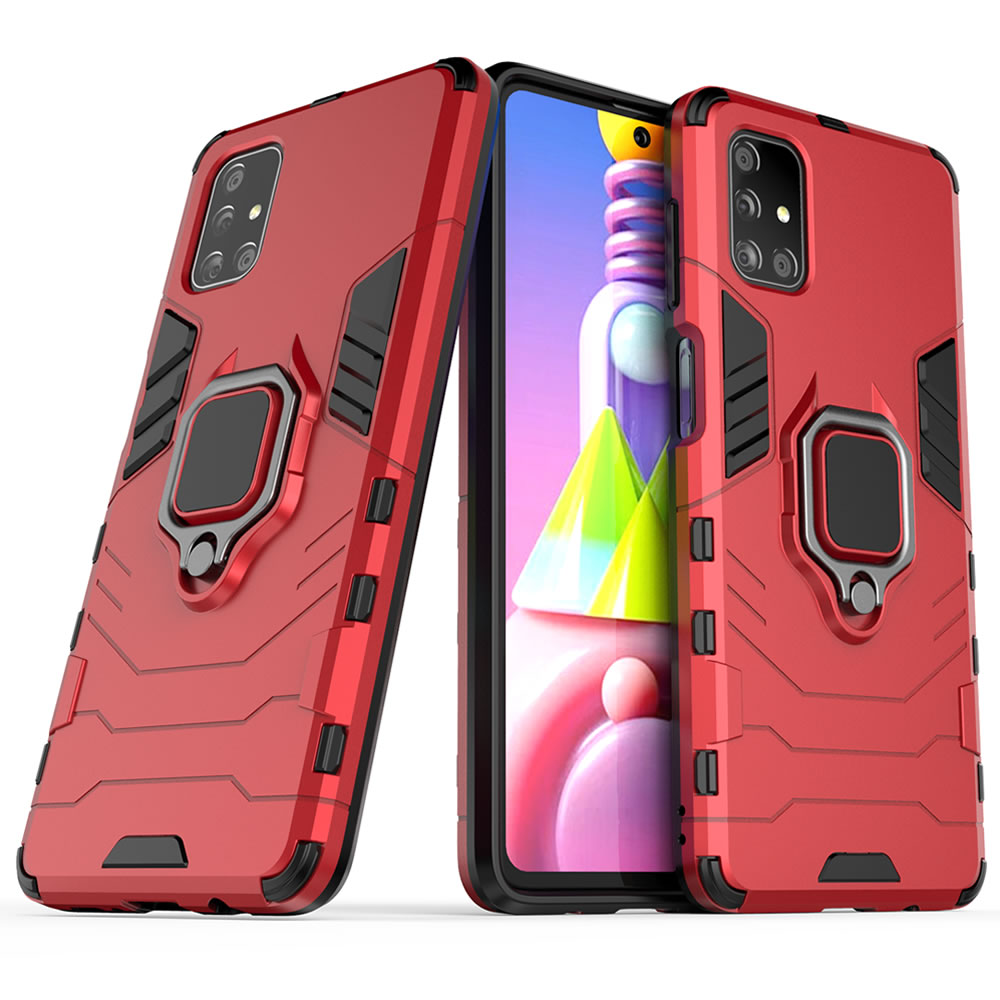 Samsung Galaxy M51 Rugged Tough Case Shockproof Hybrid Cover RED