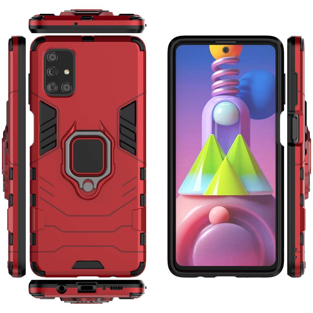 Samsung Galaxy M51 Rugged Tough Case Shockproof Hybrid Cover RED