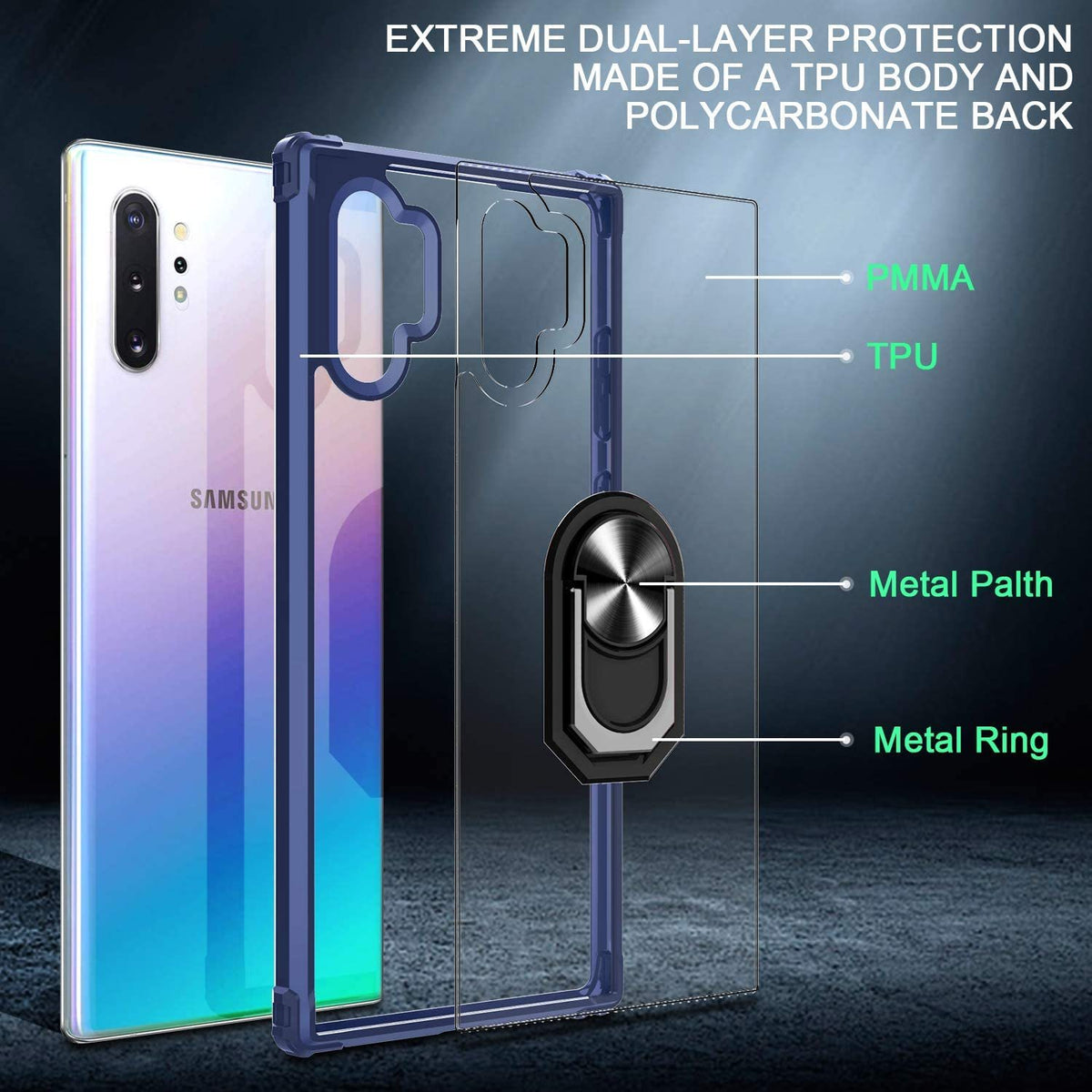 Samsung Note 10 Plus Rugged Tough Case Shockproof Hybrid Cover BLUE