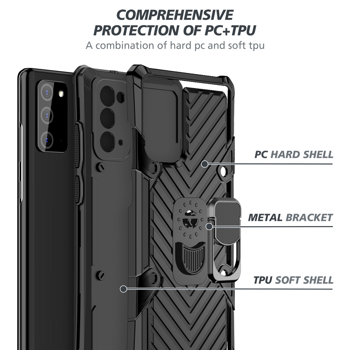 Samsung Galaxy Note 20 Rugged Tough Case Shockproof Hybrid Cover BLACK