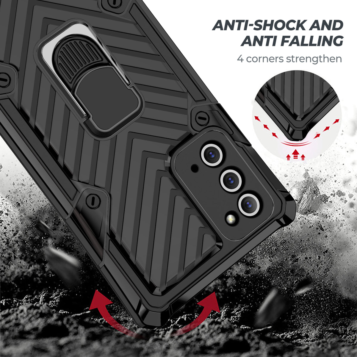 Samsung Galaxy Note 20 Rugged Tough Case Shockproof Hybrid Cover BLACK