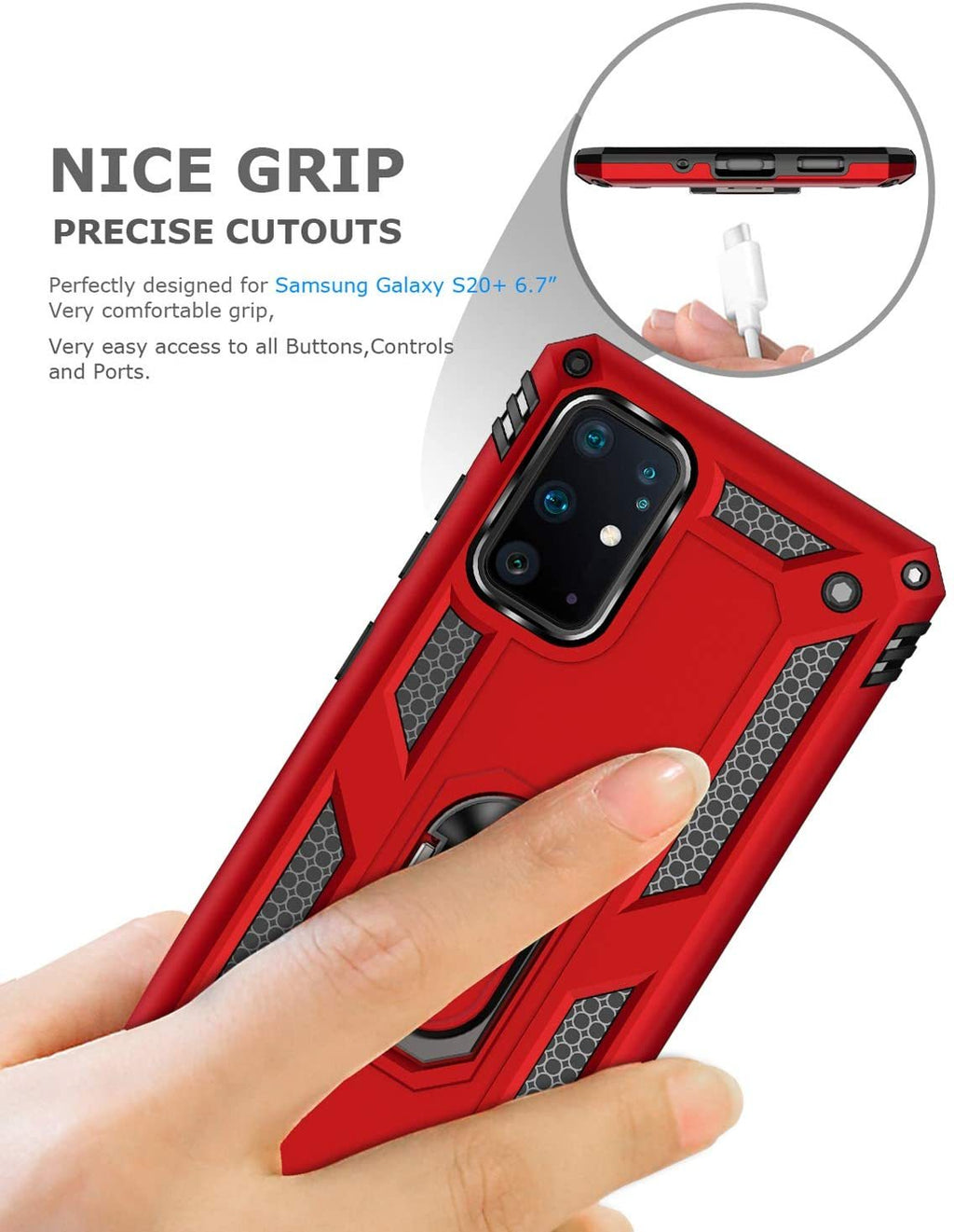 Samsung Galaxy S20 Plus Rugged Tough Case Shockproof Hybrid Cover RED