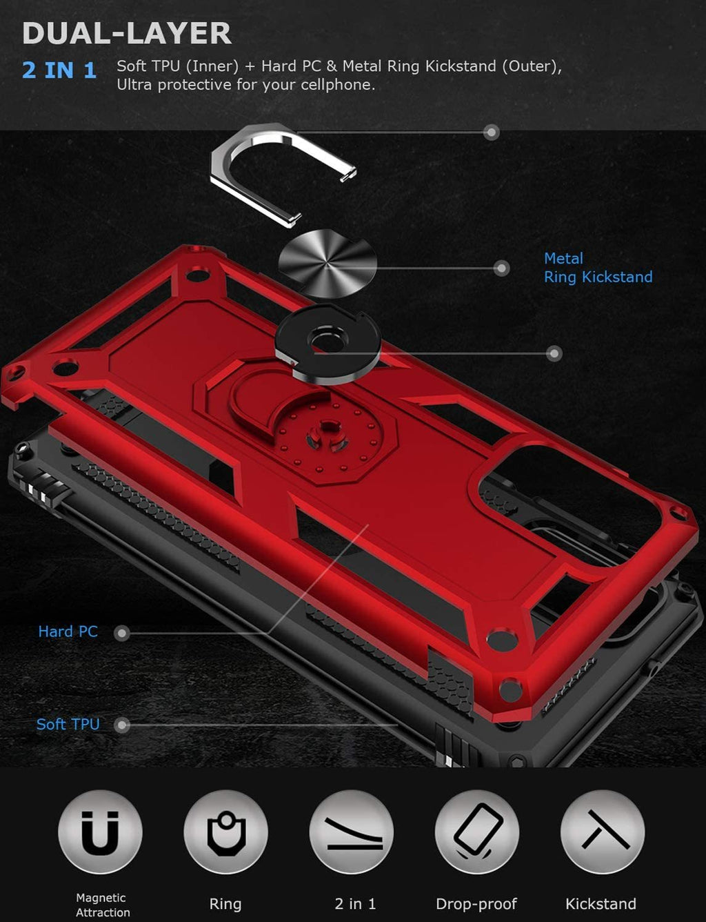 Samsung Galaxy S20 Plus Rugged Tough Case Shockproof Hybrid Cover RED