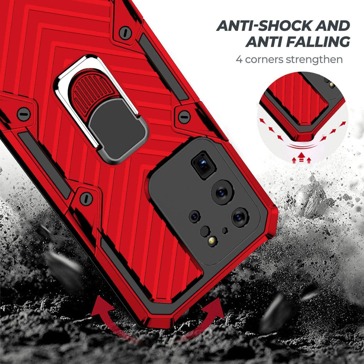 Samsung Galaxy S20 Ultra Rugged Tough Case Shockproof Hybrid Cover Red