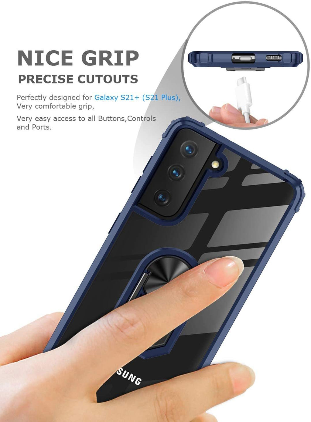 Samsung S21 Plus Rugged Tough Case Shockproof Hybrid Cover BLUE
