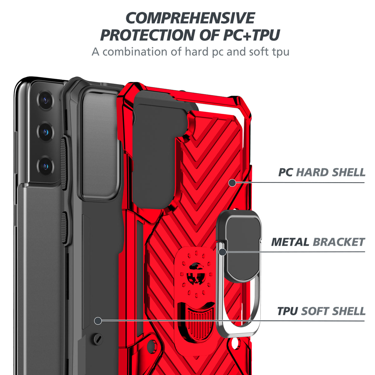 Samsung Galaxy S21 Plus Rugged Tough Case Shockproof Hybrid Cover RED