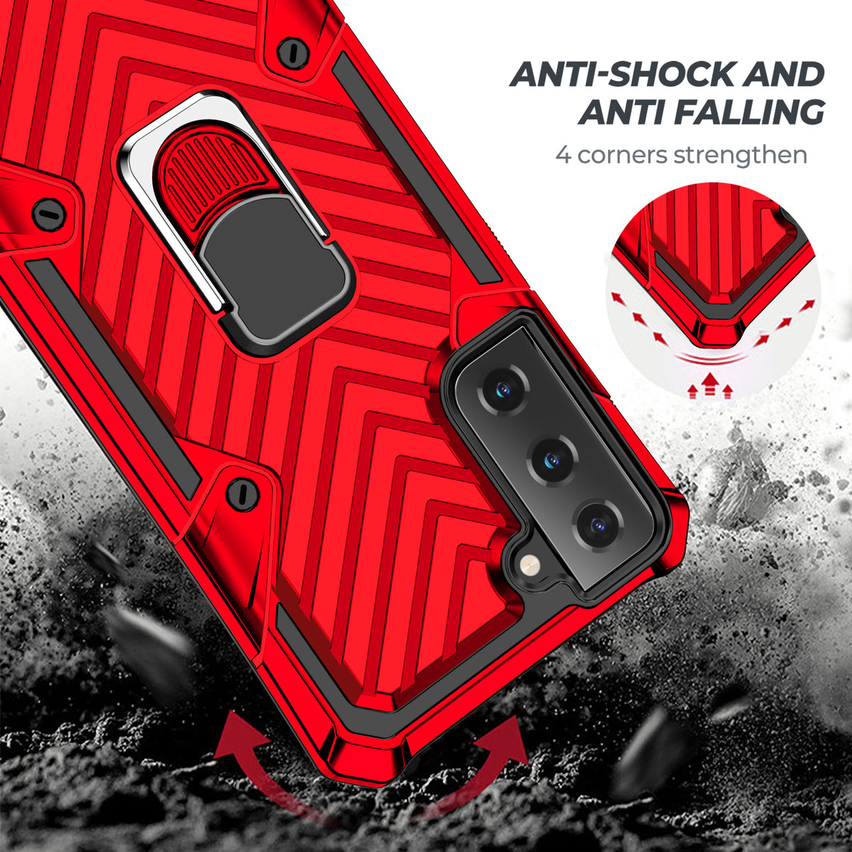 Samsung Galaxy S21 Plus Rugged Tough Case Shockproof Hybrid Cover RED
