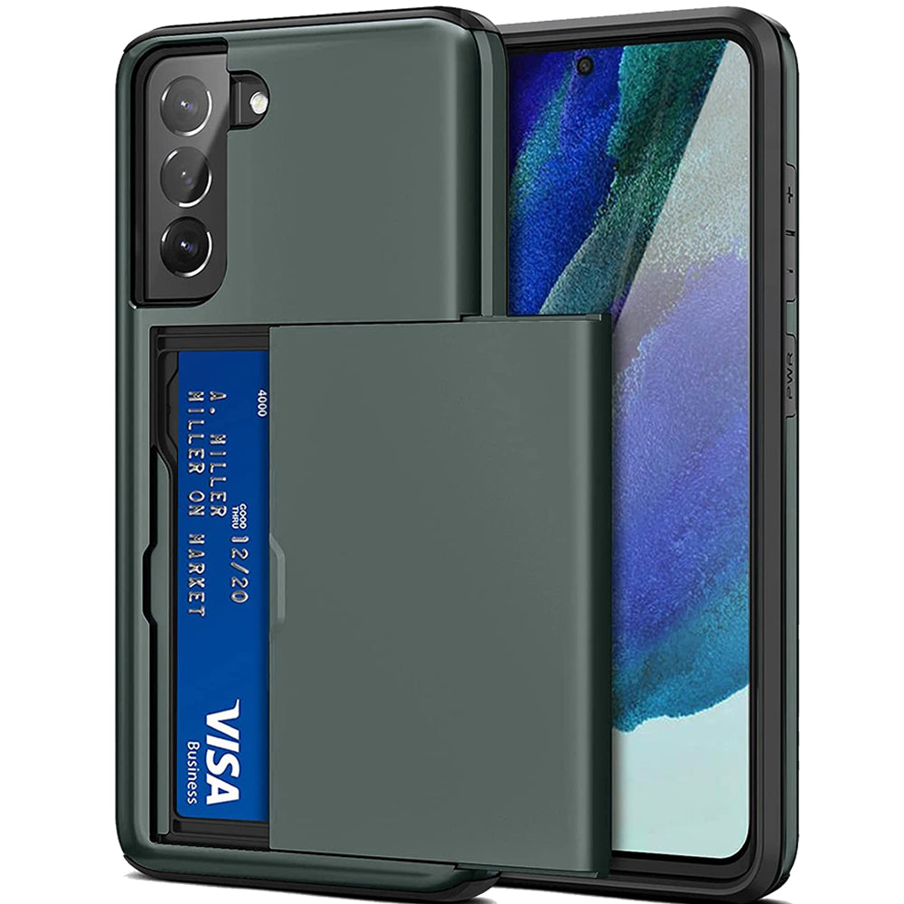Samsung Galaxy S21 FE Shockproof Wallet Case Card Cover GREEN