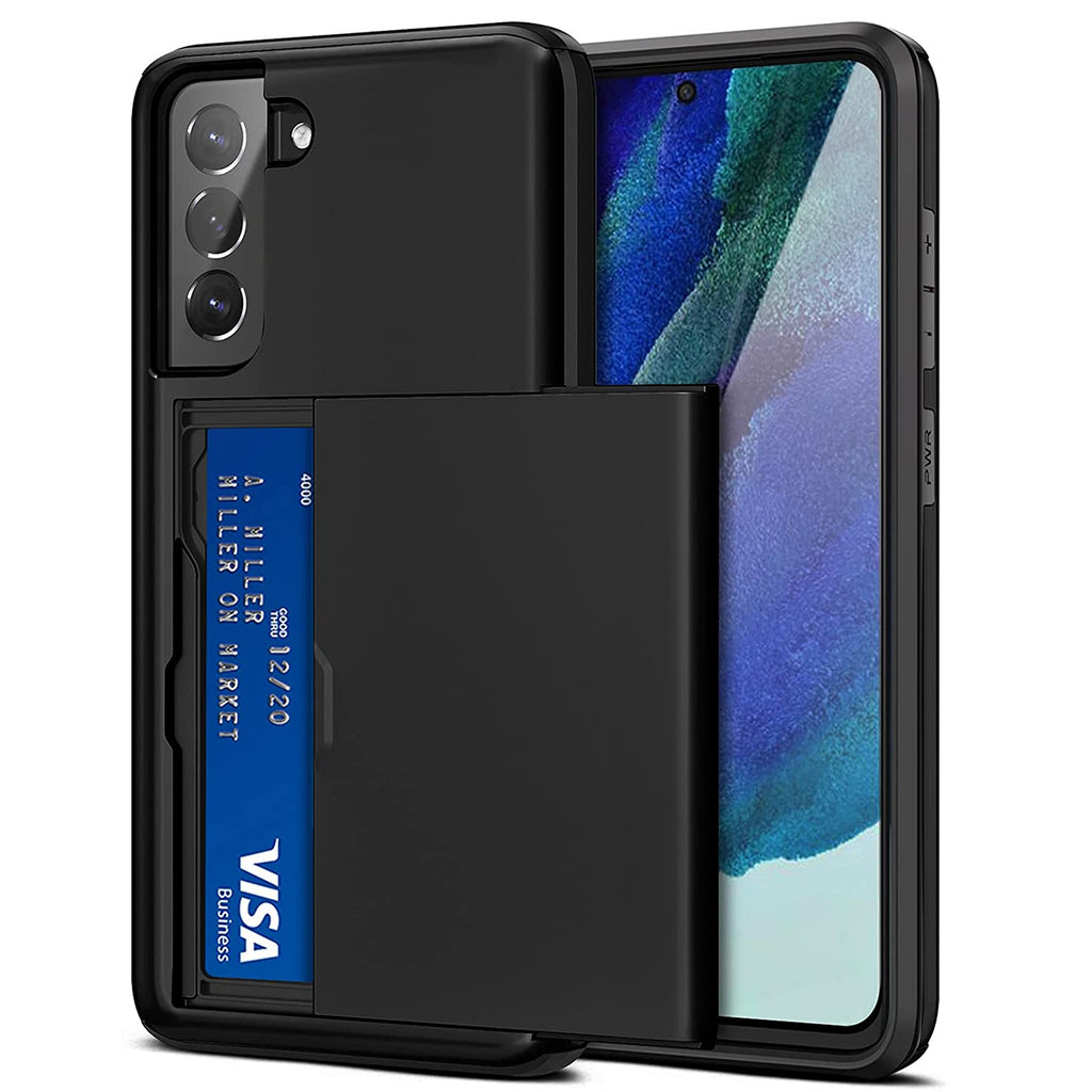 Samsung Galaxy S22 Shockproof Wallet Case Card Cover BLACK