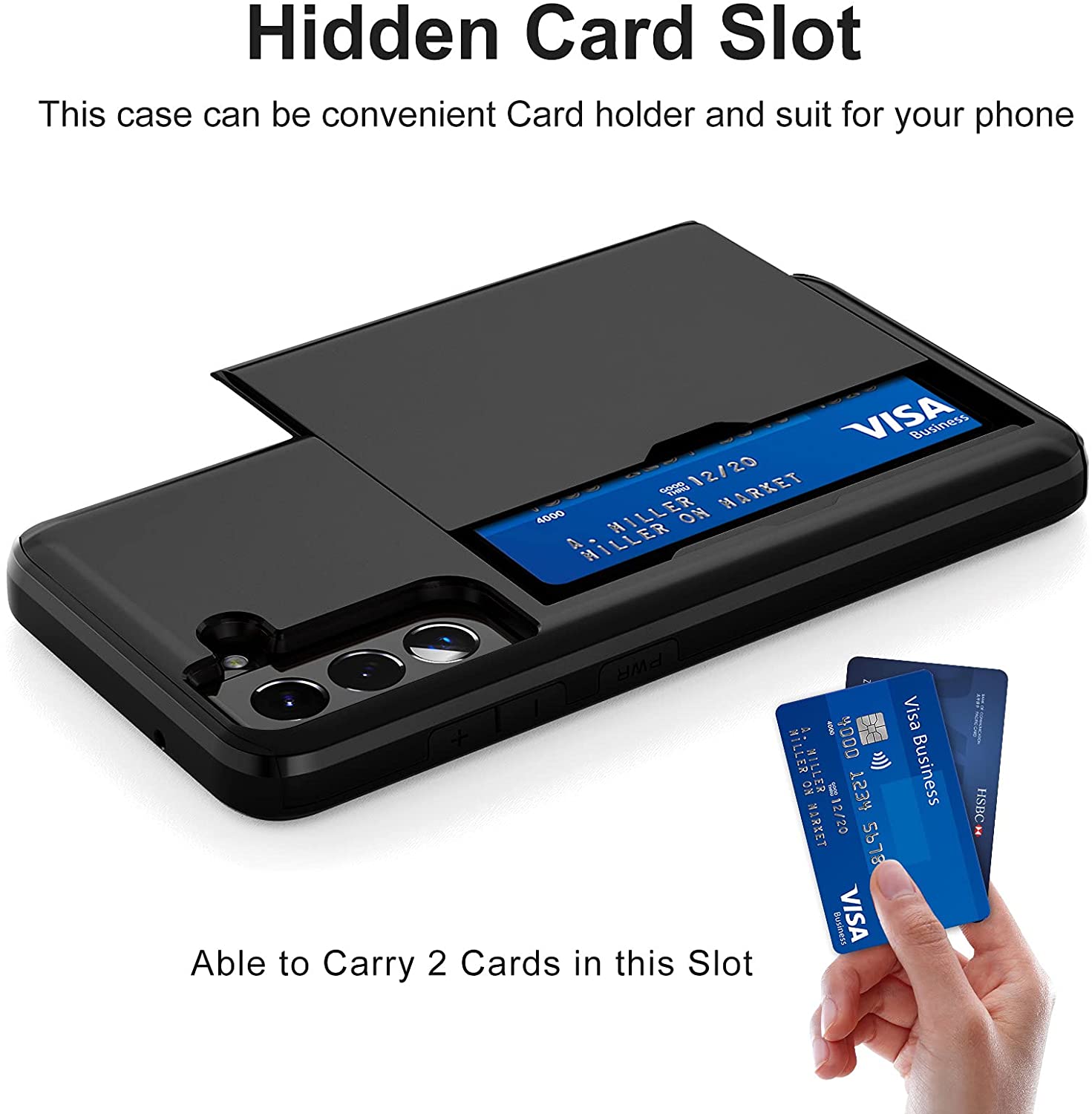 Samsung Galaxy S22 Shockproof Wallet Case Card Cover BLACK