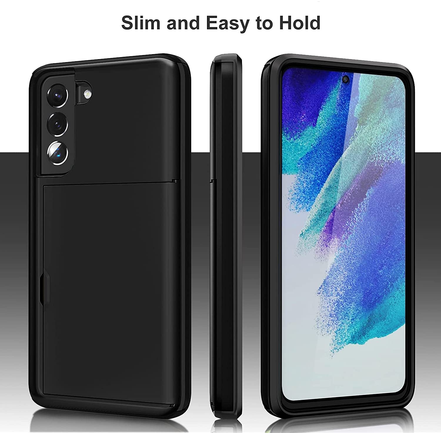 Samsung Galaxy S22 Shockproof Wallet Case Card Cover BLACK
